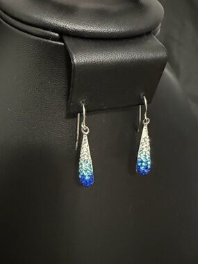 Elegant Blue and Silver Drop Earrings